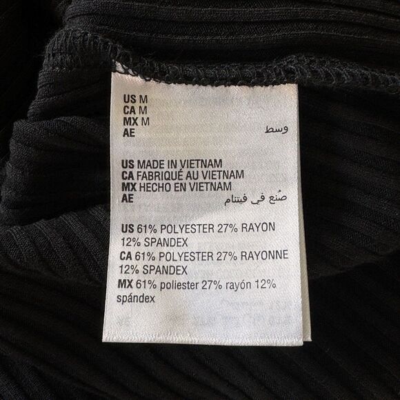 Bar III Medium Cropped Tank Top Wide Straps Stretch Ribbed Scoop Neck Black New - Picture 6 of 7